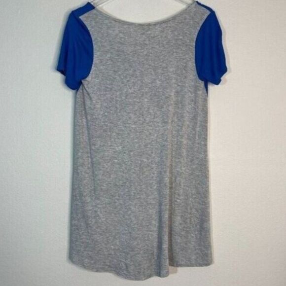 Happy Haleiwa Hawaii S Small High Low Color Block T Tee Shirt Blue Gray - Picture 2 of 4